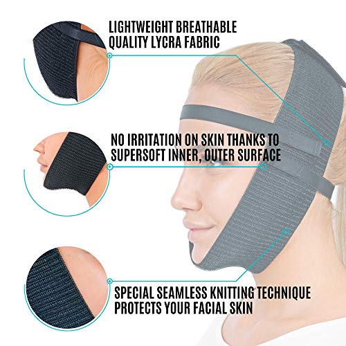invera Post Surgery Chin Compression Garment, Chin Strap Band, Face Lift Kit, Chin Lift, Face Slimmer, Jowl Tightening (Black) - Image 4