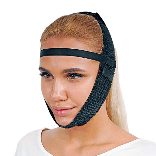 invera Post Surgery Chin Compression Garment, Chin Strap Band, Face Lift Kit, Chin Lift, Face Slimmer, Jowl Tightening (Black) - Image 1