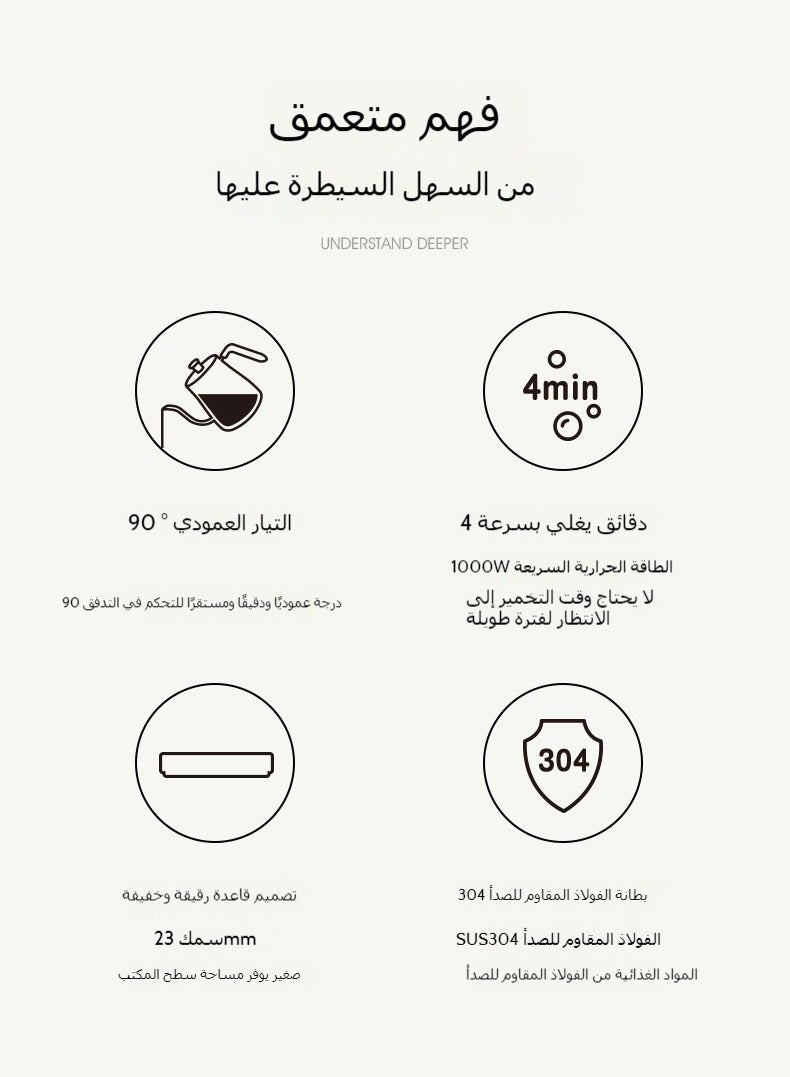 غلاية كهربائية بروتيل بتصميم رقبة إوزة | غلاية قهوة يدوية بسعة 800 مل بقوة 1000 واط، من الفولاذ المقاوم للصدأ للمكتب والمنزل - Image 3