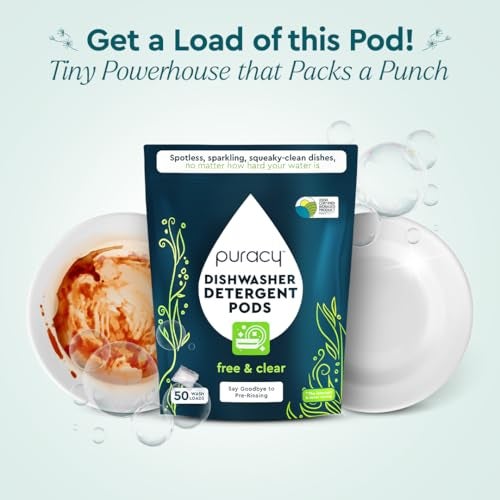 Puracy Dishwasher Pods, Dishwasher Detergent, Free & Clear Dish tabs - Enzyme-Powered, Spot & Residue Free - TikTok Trend Items, Must Haves from TikTok Made Me Buy It (Free & Clear, 50 Count) - Image 2