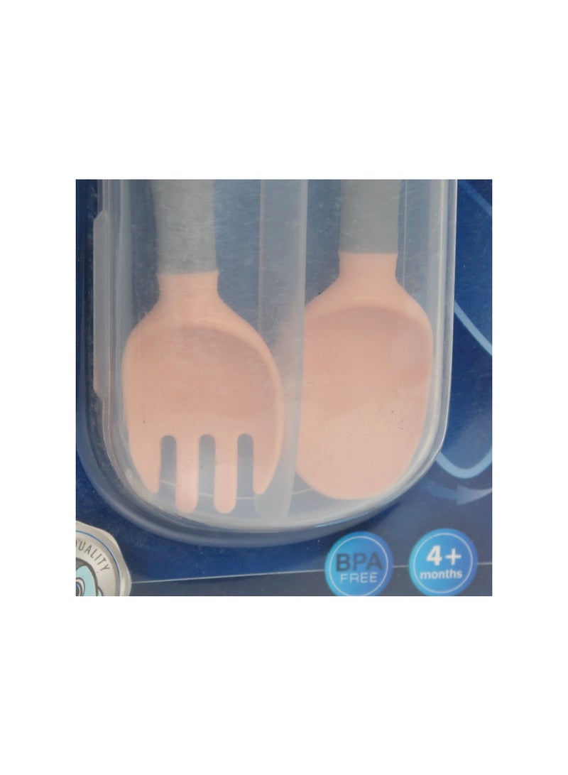 ترو طقم ملاعق وشوكة ترو جولد المرن - وردي*رمادي - Image 3