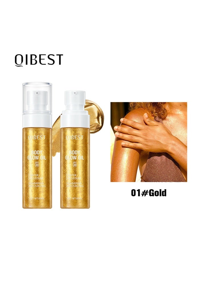 كيو آي بست زيت توهج الجسم ، SPF 30 واسع الطيف ، زيت لامع للجسم مع الميكا الذهبية ، جوز الهند المرطب ، خفيف الوزن غير لزج ، مقاوم للماء ، نتائج متوهجة 60 مل - Image 2