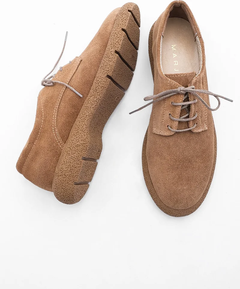 مارجين Women's Leather Oxford Shoes Lace-Up Casual Shoes Allen