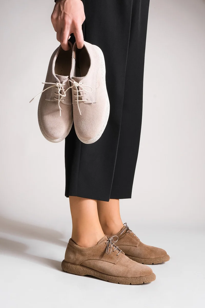 مارجين Women's Leather Oxford Shoes Lace-Up Casual Shoes Allen