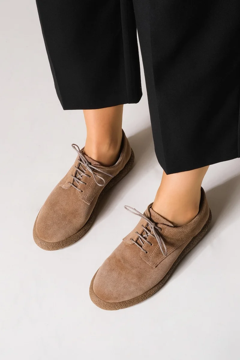 مارجين Women's Leather Oxford Shoes Lace-Up Casual Shoes Allen
