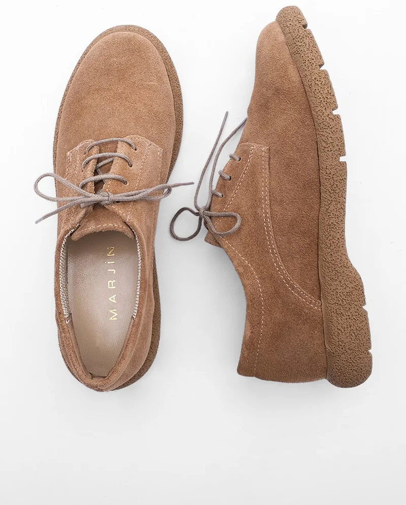 مارجين Women's Leather Oxford Shoes Lace-Up Casual Shoes Allen