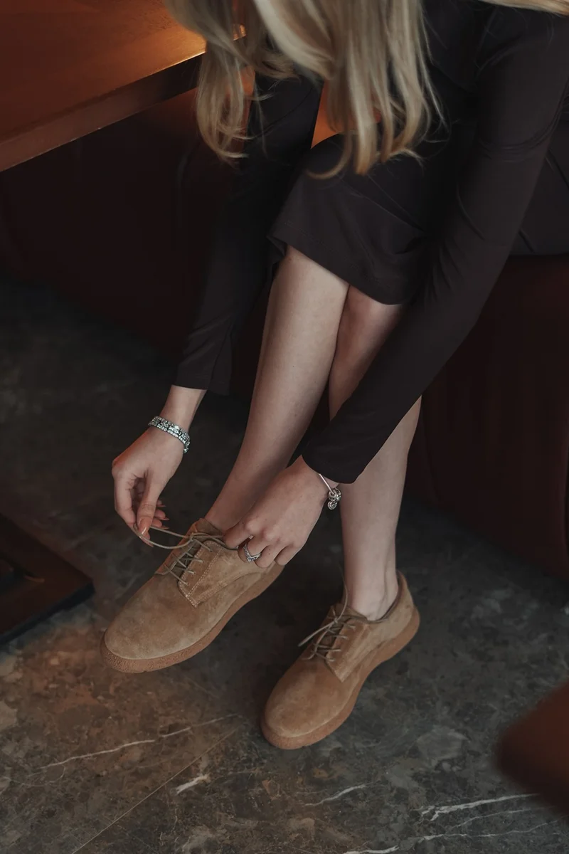 مارجين Women's Leather Oxford Shoes Lace-Up Casual Shoes Allen