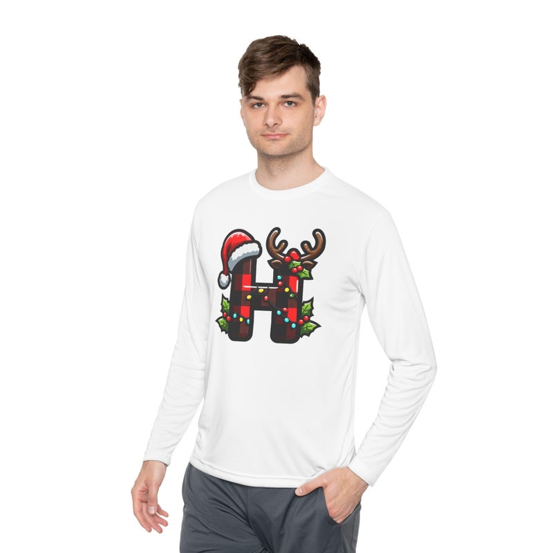 Christmas design with the first letter of name Merry Christmas Festive HolidayT-Shirt White Long Sleeve T Shirt Hoody Tee Tee-54 (White, X Large) - Image 2