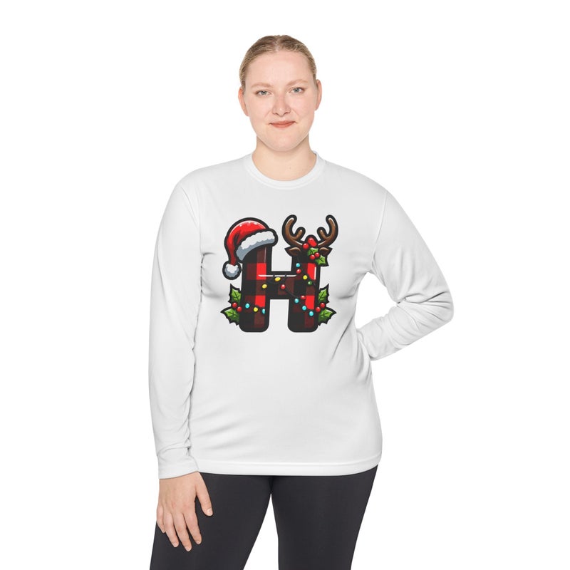 Christmas design with the first letter of name Merry Christmas Festive HolidayT-Shirt White Long Sleeve T Shirt Hoody Tee Tee-54 (White, X Large) - Image 1