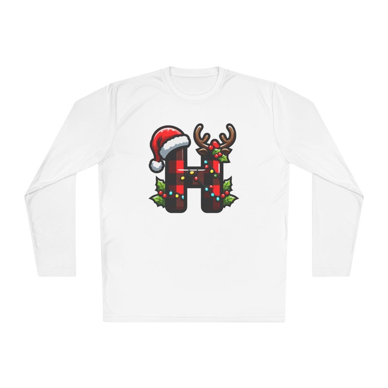 Christmas design with the first letter of name Merry Christmas Festive HolidayT-Shirt White Long Sleeve T Shirt Hoody Tee Tee-54 (White, X Large) - Image 3