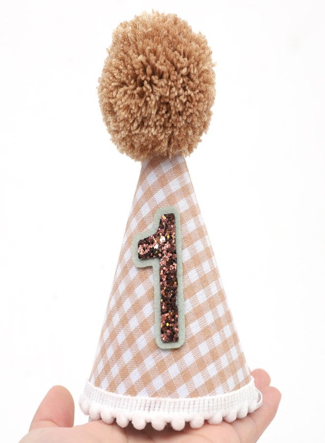 beaded 1st birthday hat - Boy/Girl First Birthday Hat Decorations,1st Party Girl Cake Smash Outfit (Brown) - Image 5