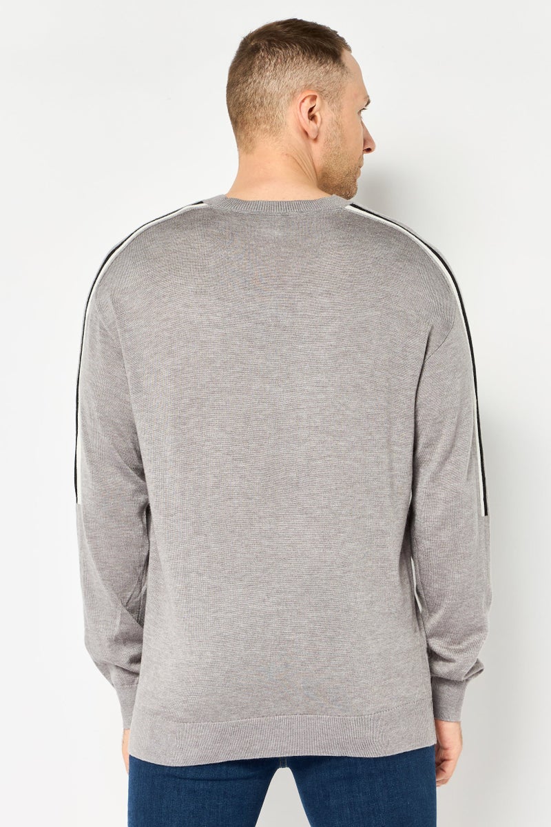 SELECTED Men Crew Neck Knitted Sweater, Grey - Image 4