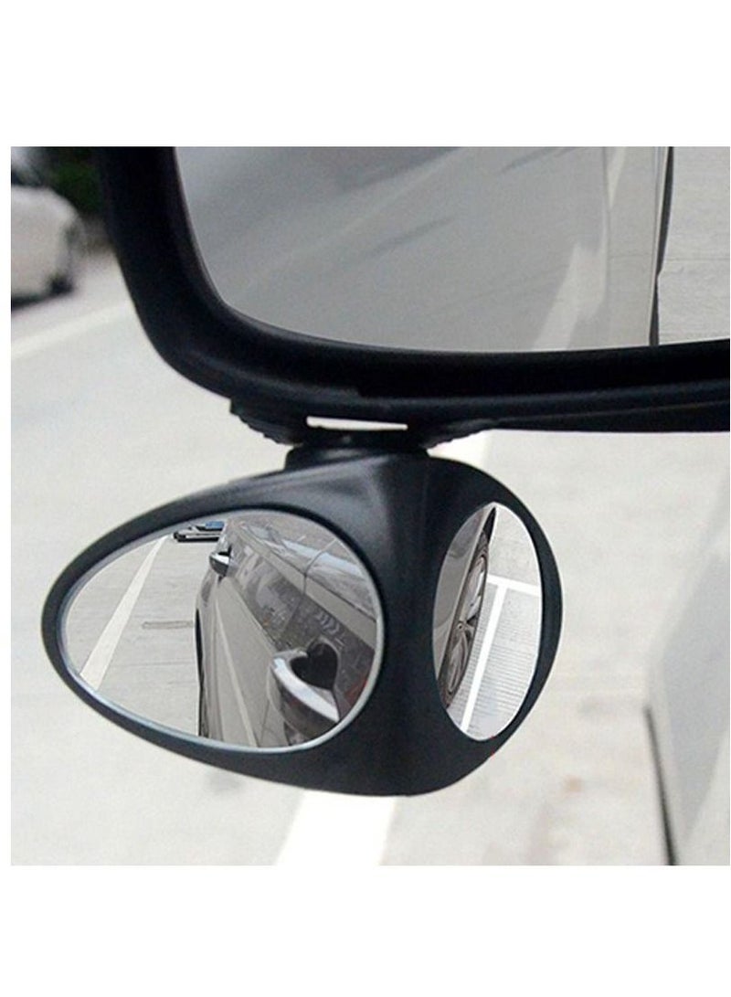 360 Rotating Adjustable Convex Rear View Left Mirror for Safe Parking Black - Image 2