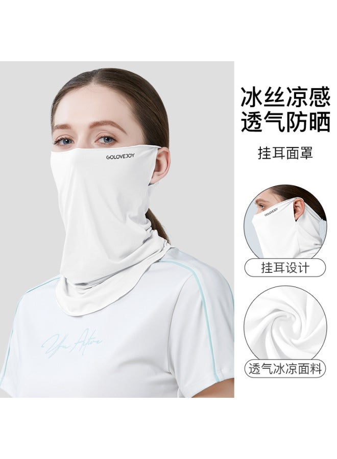 Summer Sunscreen Mask Outdoor Riding Sunshade Anti-uv Cold Ear Hanging Hood Soft Breathable Ice Silk Mask