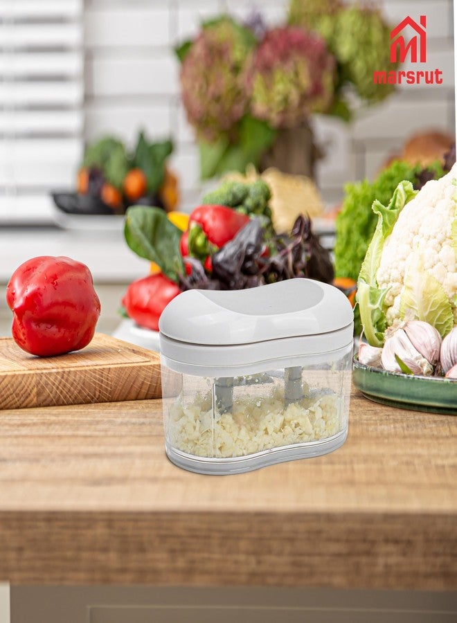 Marsrut Garlic Dicer Push Chopper, Manual Hand Press Picador De Ajo, Food Mincer Cutter Slicer for Onion Vegetable Chili Peppers Fruits, Small Portable Handheld Easy Processor Shredder for Household Kitchen - Image 5