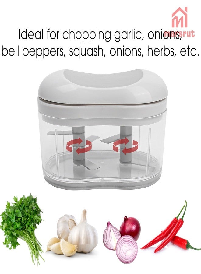 Marsrut Garlic Dicer Push Chopper, Manual Hand Press Picador De Ajo, Food Mincer Cutter Slicer for Onion Vegetable Chili Peppers Fruits, Small Portable Handheld Easy Processor Shredder for Household Kitchen - Image 4