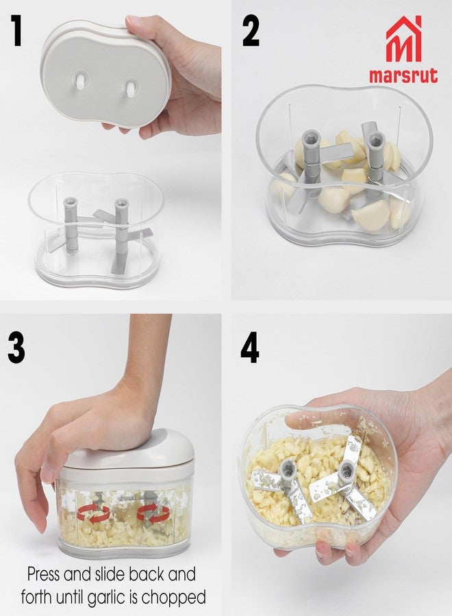 Marsrut Garlic Dicer Push Chopper, Manual Hand Press Picador De Ajo, Food Mincer Cutter Slicer for Onion Vegetable Chili Peppers Fruits, Small Portable Handheld Easy Processor Shredder for Household Kitchen - Image 3