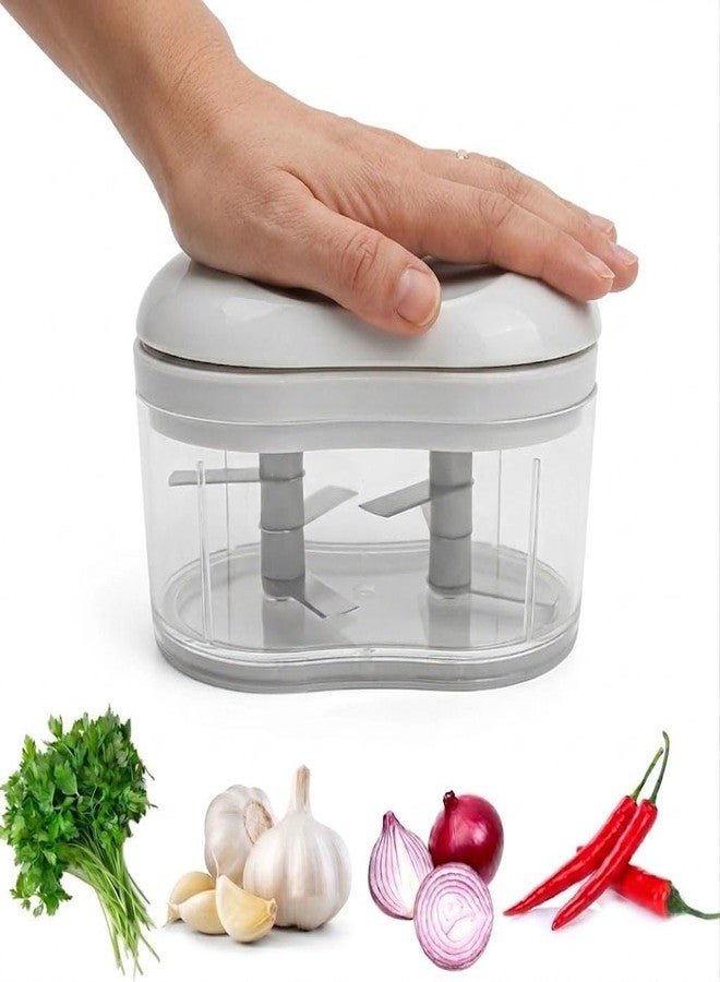 Marsrut Garlic Dicer Push Chopper, Manual Hand Press Picador De Ajo, Food Mincer Cutter Slicer for Onion Vegetable Chili Peppers Fruits, Small Portable Handheld Easy Processor Shredder for Household Kitchen - Image 1