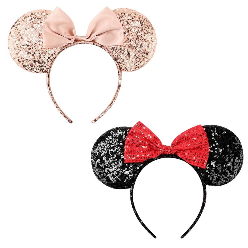 DRESHOW Mouse Ears Bow Headbands Glitter Party Decoration Cosplay Costume for Girls  Women