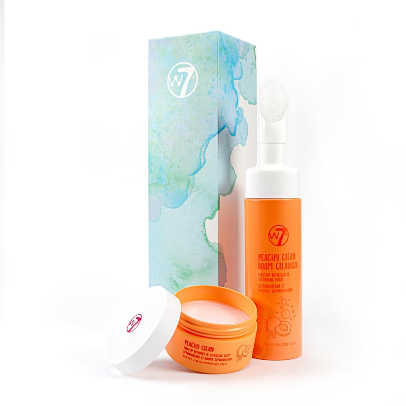 W7 Peachy Clean Cleansing Balm & Hydrating Foam Cleanser Set â€“ Gently Removes Makeup, Dirt & Impurities â€“ Infused with Fruit Extracts & Vitamin E to Help Nourish, Soothe, and Protect the Skin - Image 1