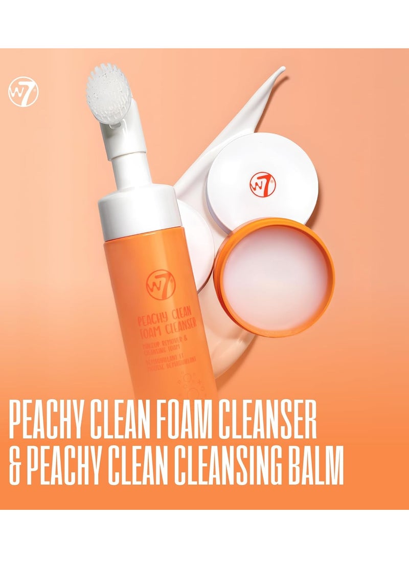 W7 W7 Peachy Clean Cleansing Balm & Hydrating Foam Cleanser Set – Gently Removes Makeup, Dirt & Impurities – Infused with Fruit Extracts & Vitamin E to Help Nourish, Soothe, and Protect the Skin  - Image 2