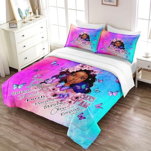CKOU CCOO Black Girl Magic Comforter Set Twin, Black Girl Bed Comforter Sets for Girls,African American Girls Bedding Set Afro Melanin Bedroom Decor - Image 4