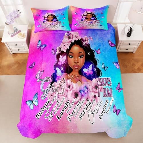 CKOU CCOO Black Girl Magic Comforter Set Twin, Black Girl Bed Comforter Sets for Girls,African American Girls Bedding Set Afro Melanin Bedroom Decor - Image 3
