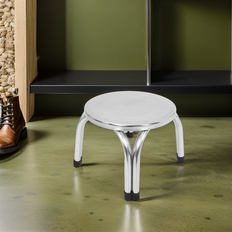 Stainless Steel Step Stool: Anti- Metal Stool For Kitchen And Bathroom - Compact Utility Footrest Modern For Outdoor Indoor Use - Image 2
