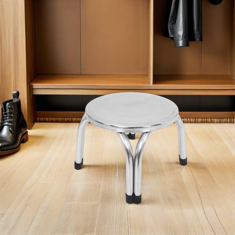Stainless Steel Step Stool: Anti- Metal Stool For Kitchen And Bathroom - Compact Utility Footrest Modern For Outdoor Indoor Use - Image 3