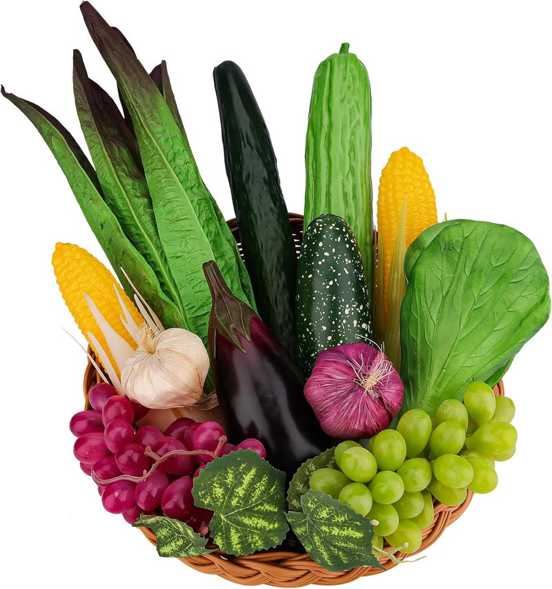 Meiwlong 12 PCS Artificial Fake Realistic Vegetable Faux Lifelike Plastic Photography Props Centerpieces Fruit Model Decoration Home Party Festival - Image 1