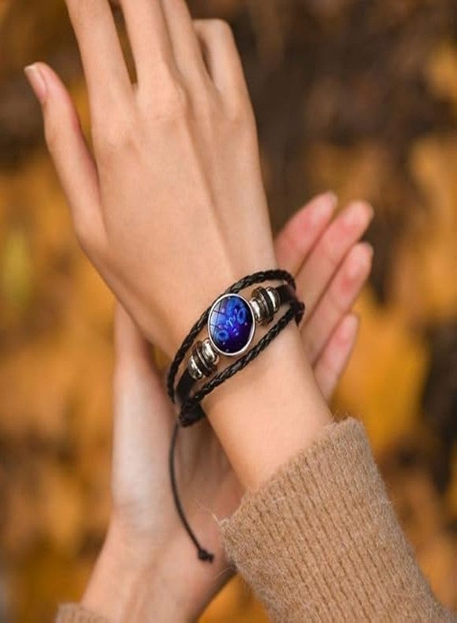 LAZYwindow Zodiac Constellation Bracelet, Aries Sign (मेष राशि), Fluorescent Woven Leather, Unisex - Image 2