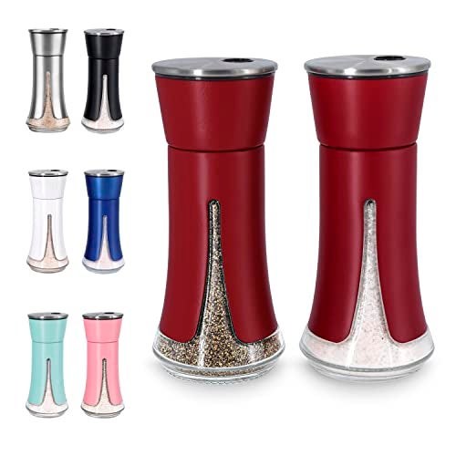 Red Salt and Pepper Shakers by Aelga Salt Shaker with Adjustable Pour Holes Red Kitchen Accessories Decor for KitchenRestaurantsCampBBQ