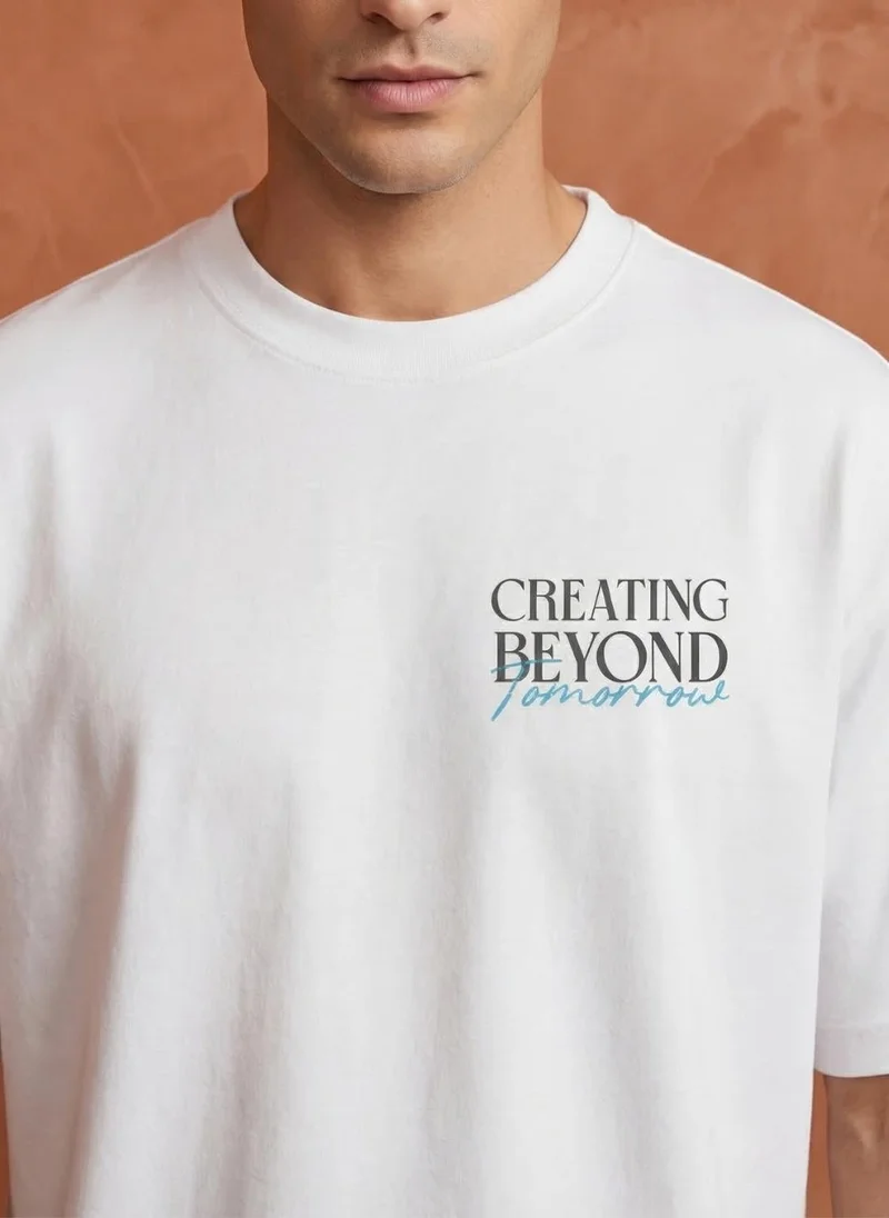NOBERO White Men Oversized Printed T-shirt for Men | Best Price UAE