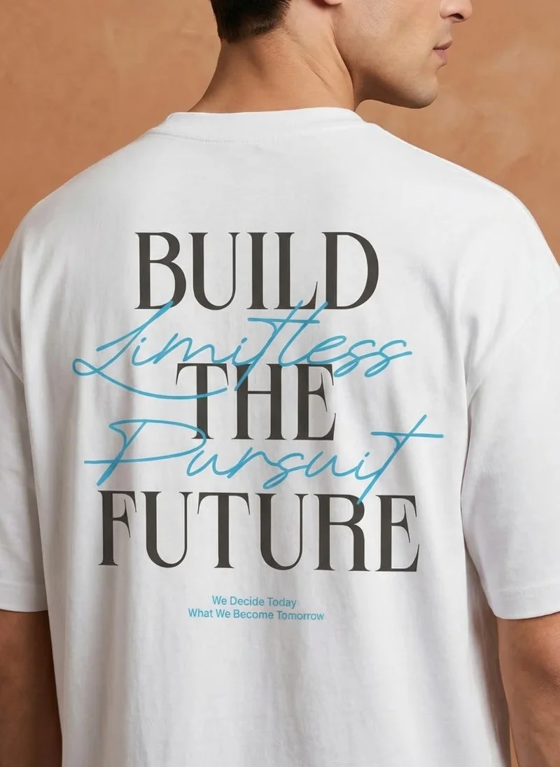 NOBERO White Men Oversized Printed T-shirt for Men | Best Price UAE