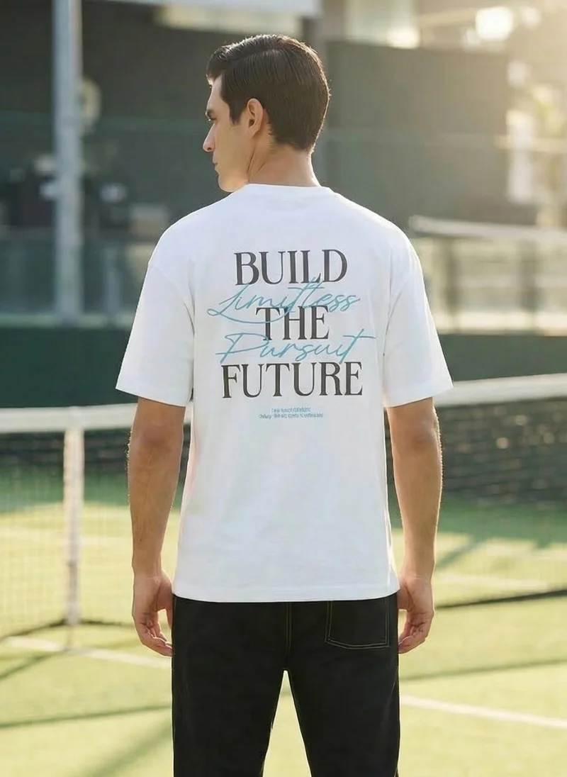 NOBERO White Men Oversized Printed T-shirt for Men | Best Price UAE