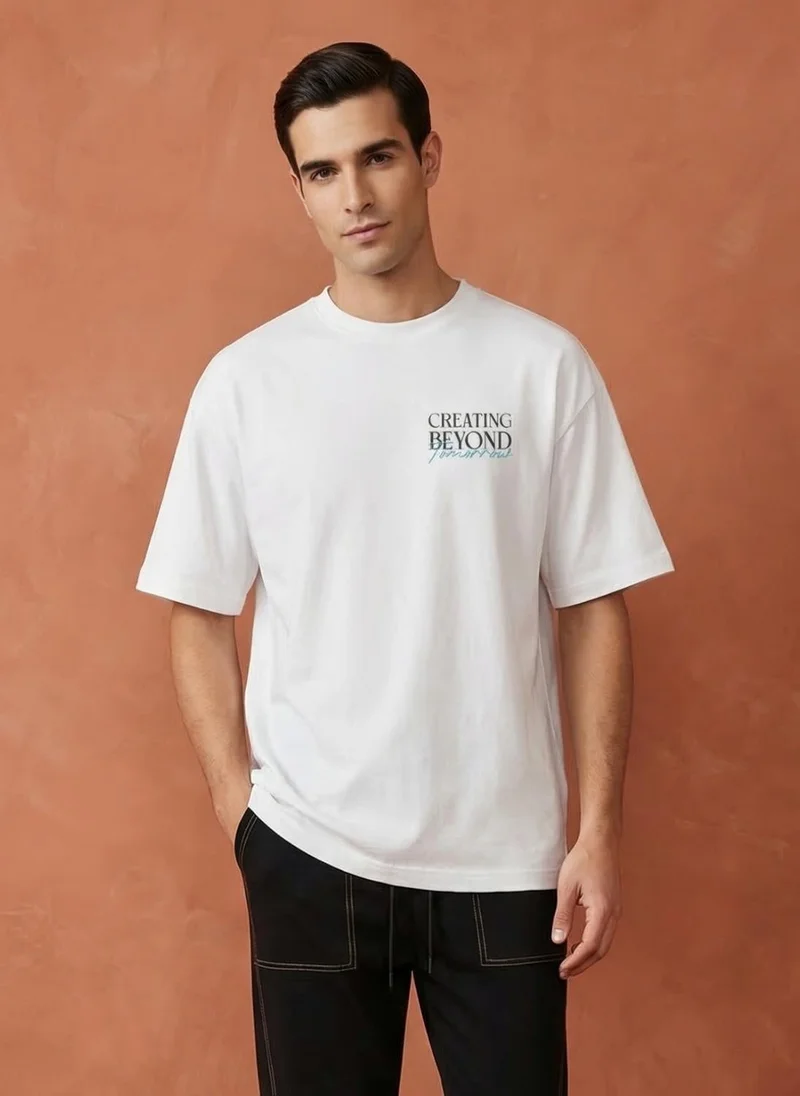 نوبيرو Men Oversized Printed T-shirt