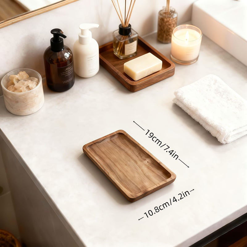 Long Oval Wooden Tray for Jewelry Storage Bathroom Vanity Deco - Image 5