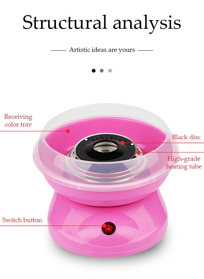 DUNISO Mini electric cotton candy machine, portable cotton candy DIY machine, household children's sugar machine, suitable for family party celebration, 26 * 26 * 13cm, pink  - Image 4