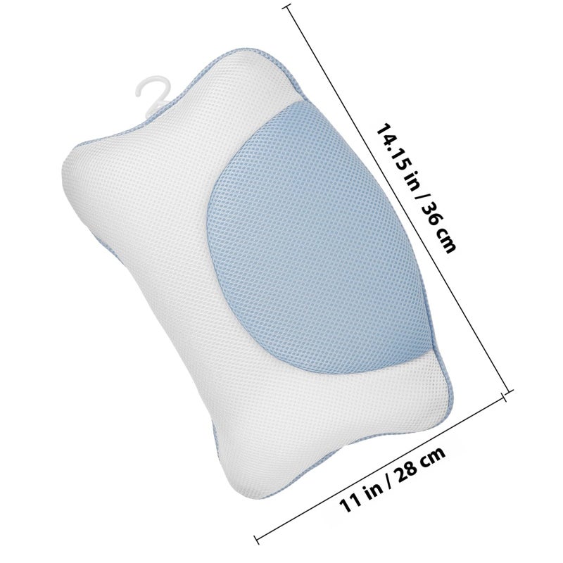 Bath Pillow with 4 Suction Cups 3D Mesh Headrest Neck Back Support Washable Spa Cushion - Image 3