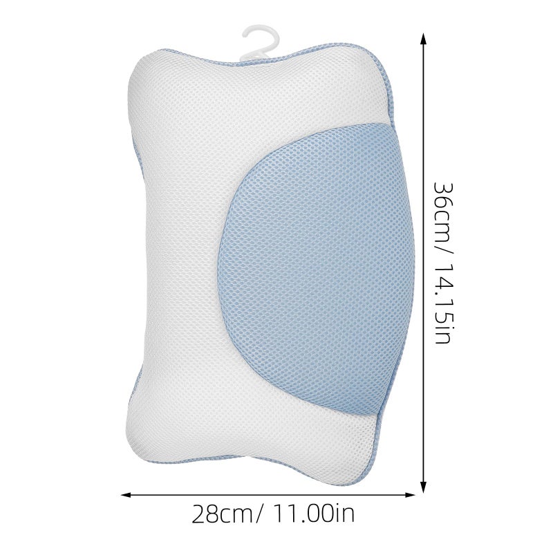 Bath Pillow with 4 Suction Cups 3D Mesh Headrest Neck Back Support Washable Spa Cushion - Image 5