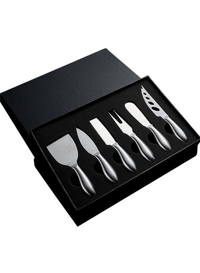 Premium 6-Piece Stainless Steel Cheese Knife Collection with Cheese Fork, Slicer and Cutters for Kitchen  - Image 1