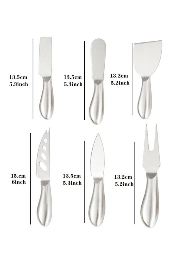 Premium 6-Piece Stainless Steel Cheese Knife Collection with Cheese Fork, Slicer and Cutters for Kitchen  - Image 3