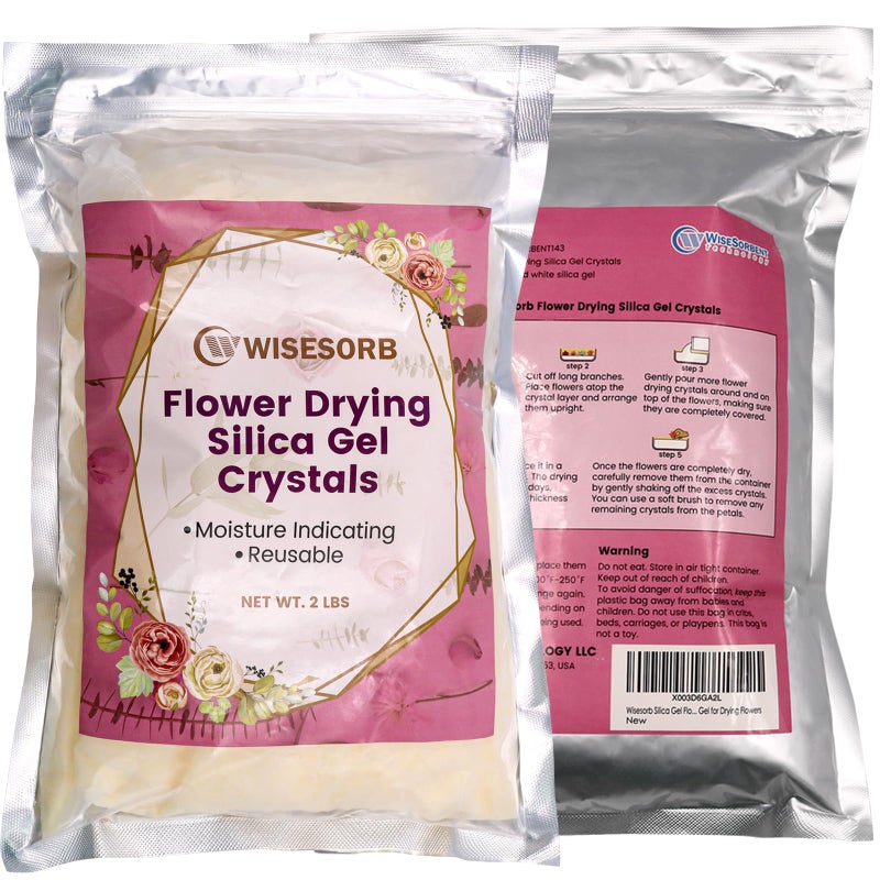 Wisesorb (NET 2 LBS) Silica Gel Flower Drying, Silica Gel Flower Drying Crystals, Color Indicating Flower Drying Silica, Reusable Silica Gel for Drying Flowers - Image 1