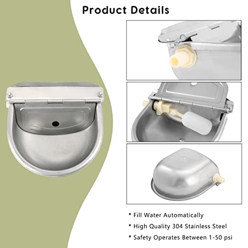 NATGAI Automatic 304 Stainless Steel Waterer Bowl, Automatic Cow Drinking Water Bowl with Float Valve Water Trough Farm Grade for Horse Cattle Goat Sheep Dog (Without Drainage Hole) - Image 4