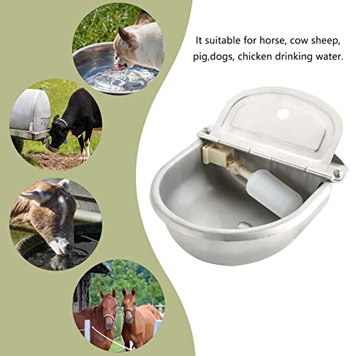 NATGAI Automatic 304 Stainless Steel Waterer Bowl, Automatic Cow Drinking Water Bowl with Float Valve Water Trough Farm Grade for Horse Cattle Goat Sheep Dog (Without Drainage Hole) - Image 5