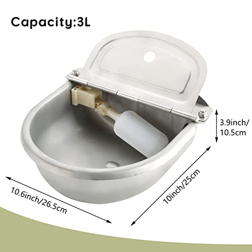 NATGAI Automatic 304 Stainless Steel Waterer Bowl, Automatic Cow Drinking Water Bowl with Float Valve Water Trough Farm Grade for Horse Cattle Goat Sheep Dog (Without Drainage Hole) - Image 2