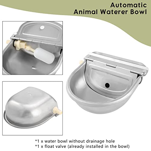 NATGAI Automatic 304 Stainless Steel Waterer Bowl, Automatic Cow Drinking Water Bowl with Float Valve Water Trough Farm Grade for Horse Cattle Goat Sheep Dog (Without Drainage Hole) - Image 3