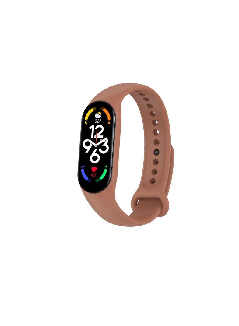 Silicone Strap Bracelet Wristband Suitable for Mi Band 5,6 brown - Image 1
