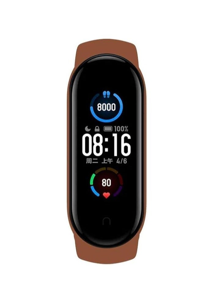 Silicone Strap Bracelet Wristband Suitable for Mi Band 5,6 brown - Image 2