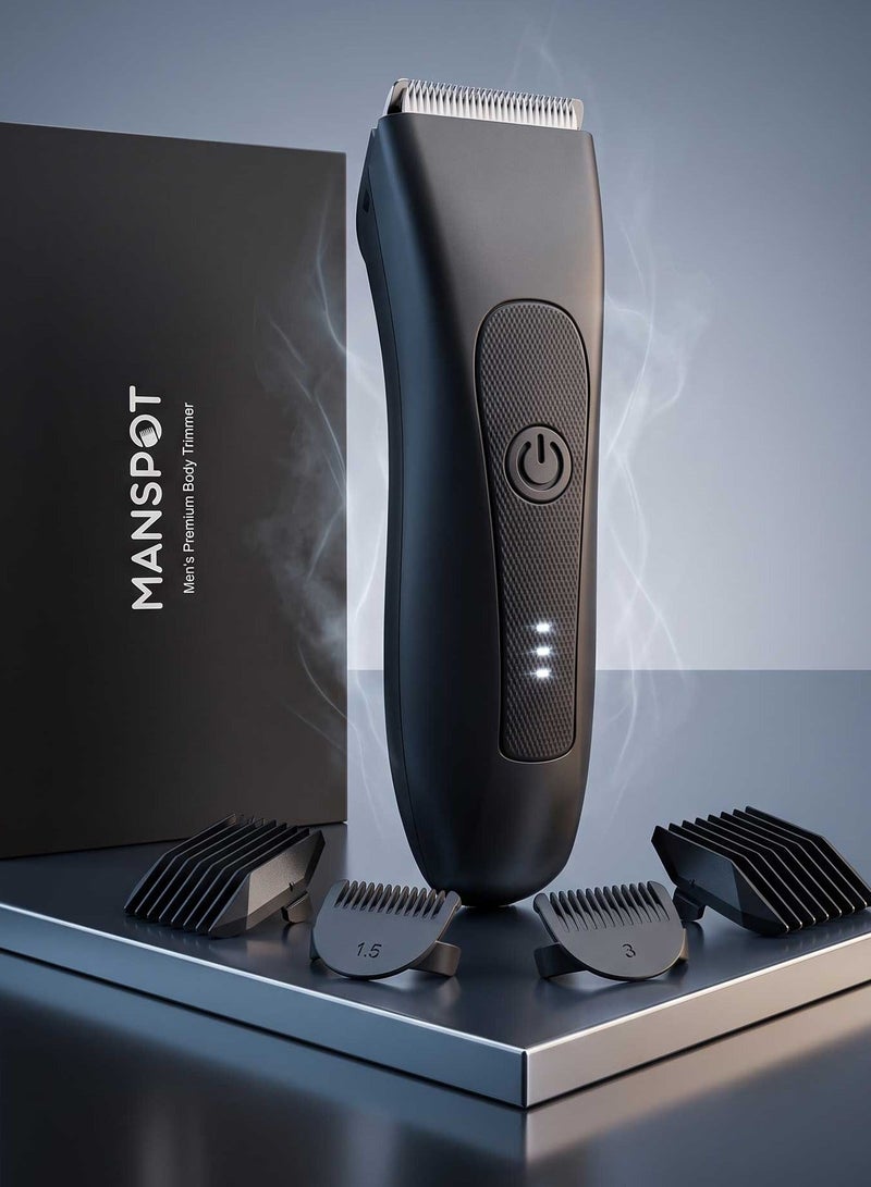 MANSPOT Premium Body Groomer for Men - Waterproof Safe Groin & Body Hair Trimmer, Hypoallergenic  7000 RPM Motor & LED Power Indicator - Image 2